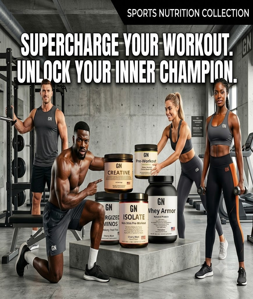 GN products on stage in a gym with 4 workout persons