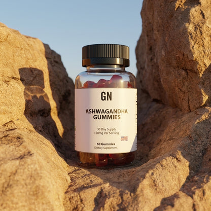 ASHWAGANDHA GUMMIES – 99.5% Purity | COA-Verified | GetGN | Use the selected product image as the exact product identity and material reference, not as a composition to copy.