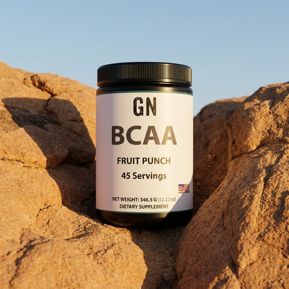 BCAA 2:1:1 Fruit Punch – 99.5% Purity | COA-Verified | GetGN | Use the selected product image as the exact product identity and material reference, not as a composition to copy.