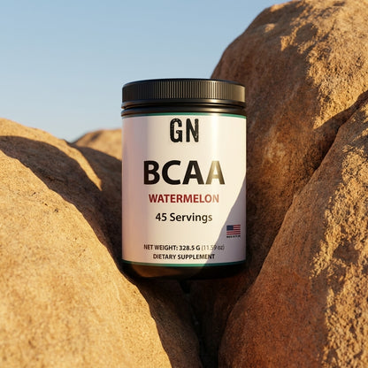 BCAA 2:1:1 Watermelon – 99.5% Purity | COA-Verified | GetGN | Use the selected product image as the exact product identity and material reference, not as a composition to copy.