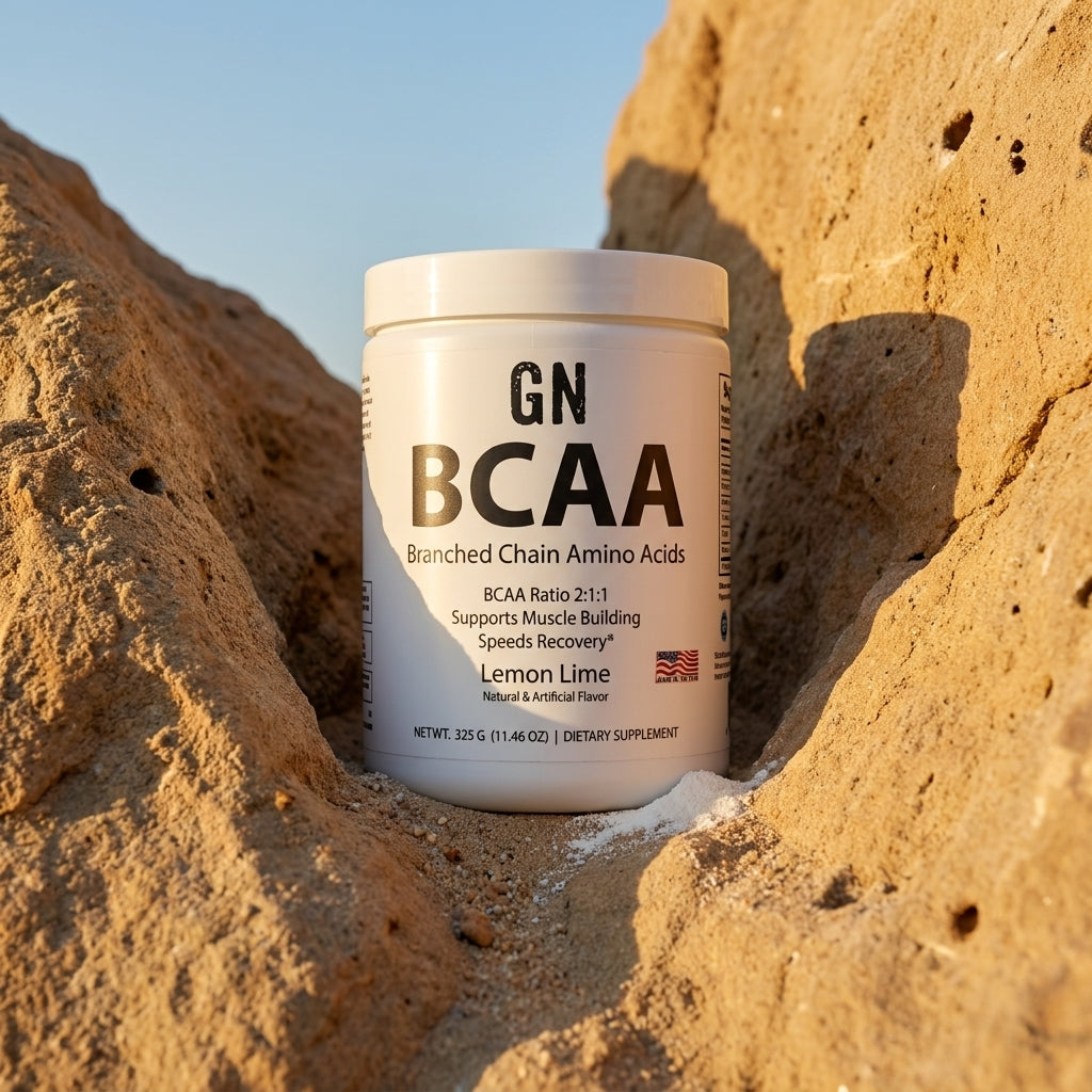 BCAA Lemon Lime 325g 50-Servings – COA-Verified | GetGN | Use the selected product image as the exact product identity and material reference, not as a composition to copy.