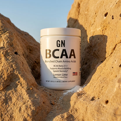 BCAA Lemon Lime 325g 50-Servings – COA-Verified | GetGN | Use the selected product image as the exact product identity and material reference, not as a composition to copy.