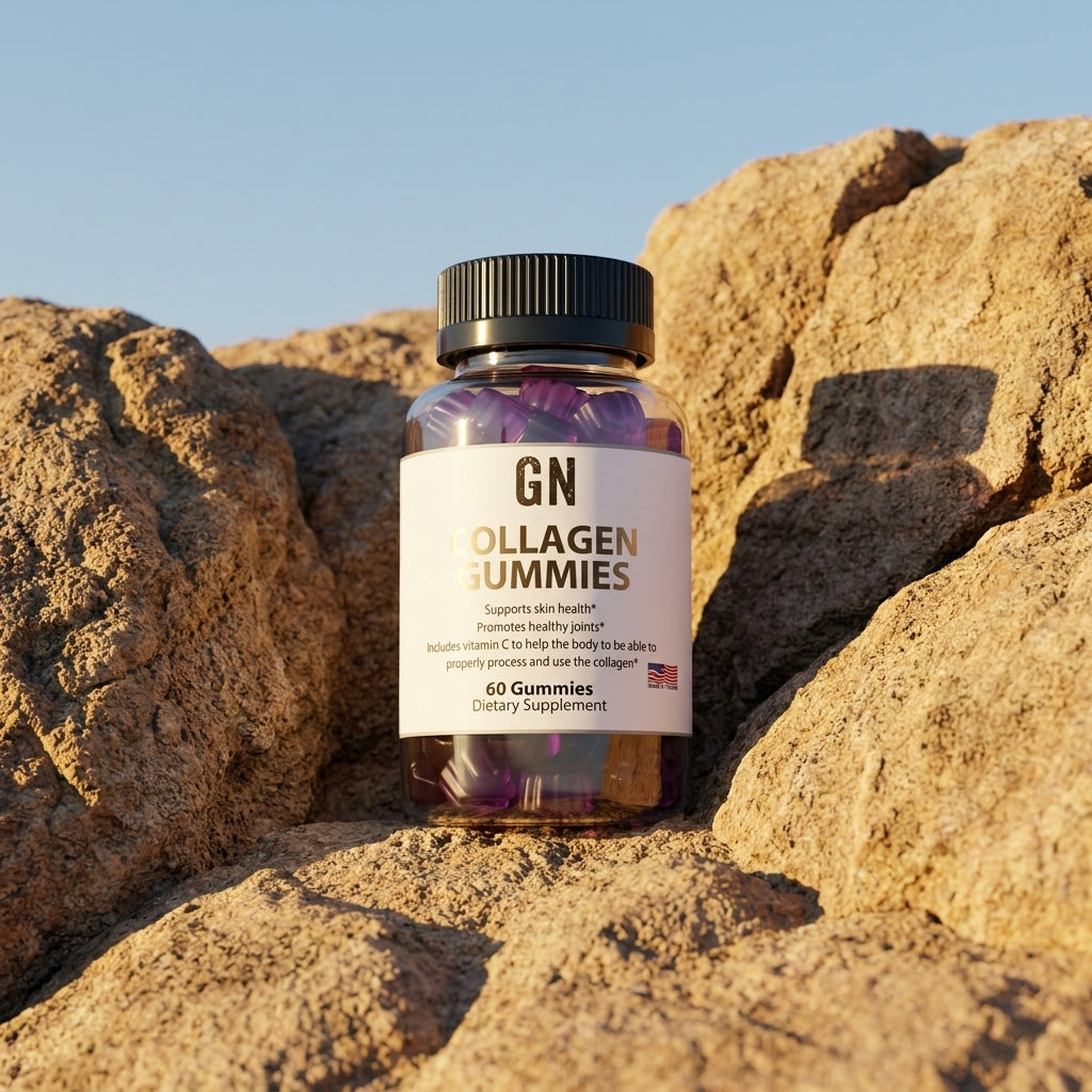 Collagen Gummies Hydrolyzed – 99.5% Purity | COA | GetGN | Use the selected product image as the exact product identity and material reference, not as a composition to copy.