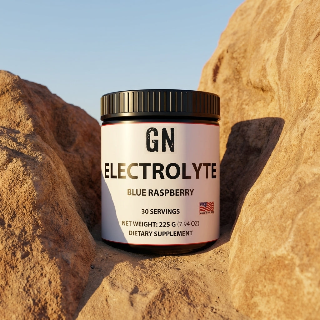 ELECTROLYTE - Blue Raspberry– 99.5% Purity | COA-Verified | GetGN | Use the selected product image as the exact product identity and material reference, not as a composition to copy.