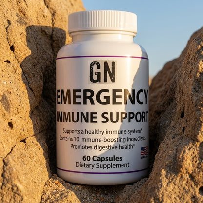 Emergency Immune Support + Vitamin C – COA-Verified | GetGN | Use the selected product image as the exact product identity and material reference, not as a composition to copy.