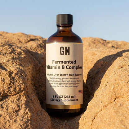 Fermented Liquid B Complex 8oz – COA-Verified | GetGN | Use the selected product image as the exact product identity and material reference, not as a composition to copy.