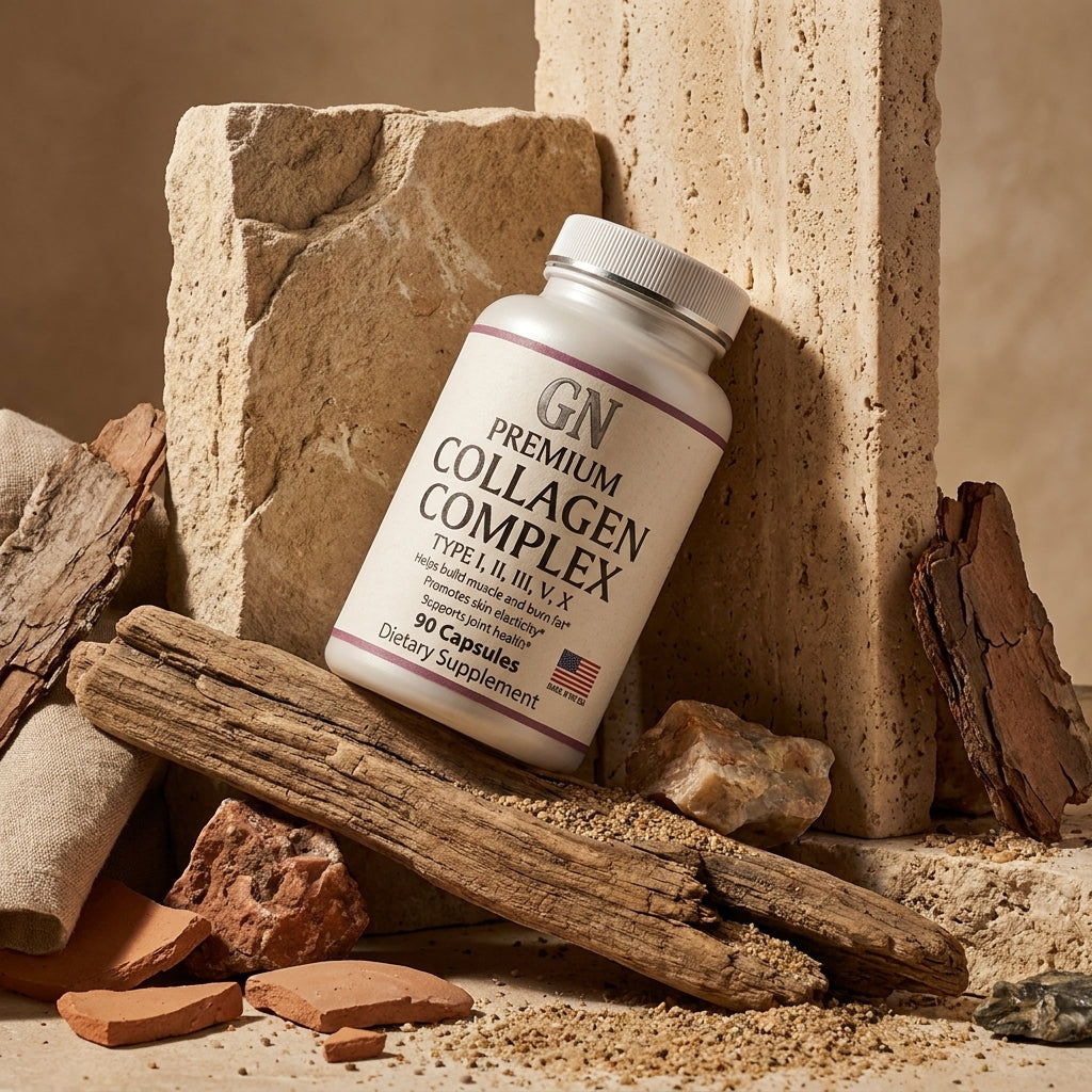 Full Spectrum Collagen Type I II III V X – 99.5% | GetGN | Use the selected product image as the exact product identity and material reference, not as a composition to copy.