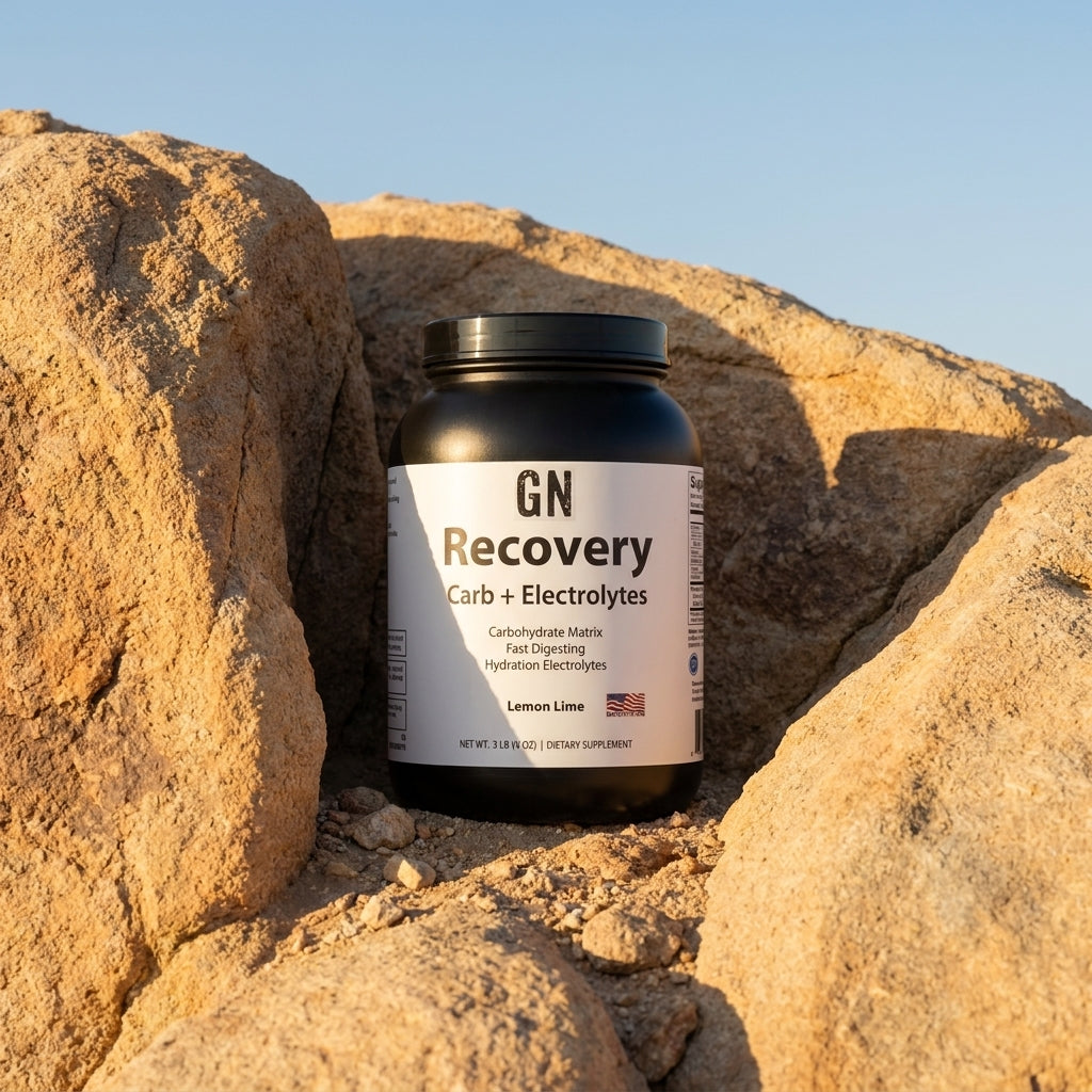 GN RECOVERY Carb + Electrolytes - Lemon Lime | GetGN | Use the selected product image as the exact product identity and material reference, not as a composition to copy.