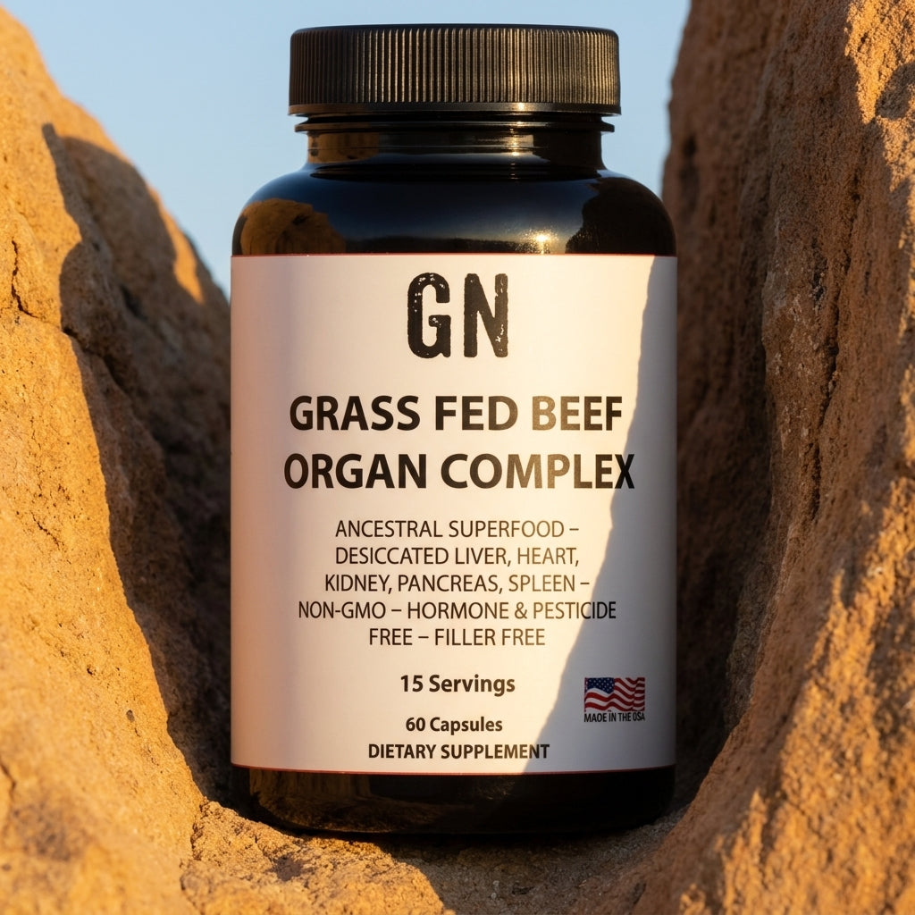 GRASS FED BEEF ORGAN COMPLEX – 99.5% Purity | GetGN | Use the selected product image as the exact product identity and material reference, not as a composition to copy.