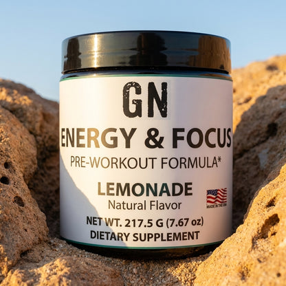 GetGN Energy & Focus Pre-Workout Formula - Lemonade – COA-Verified | GetGN | Use the selected product image as the exact product identity and material reference, not as a composition to copy.