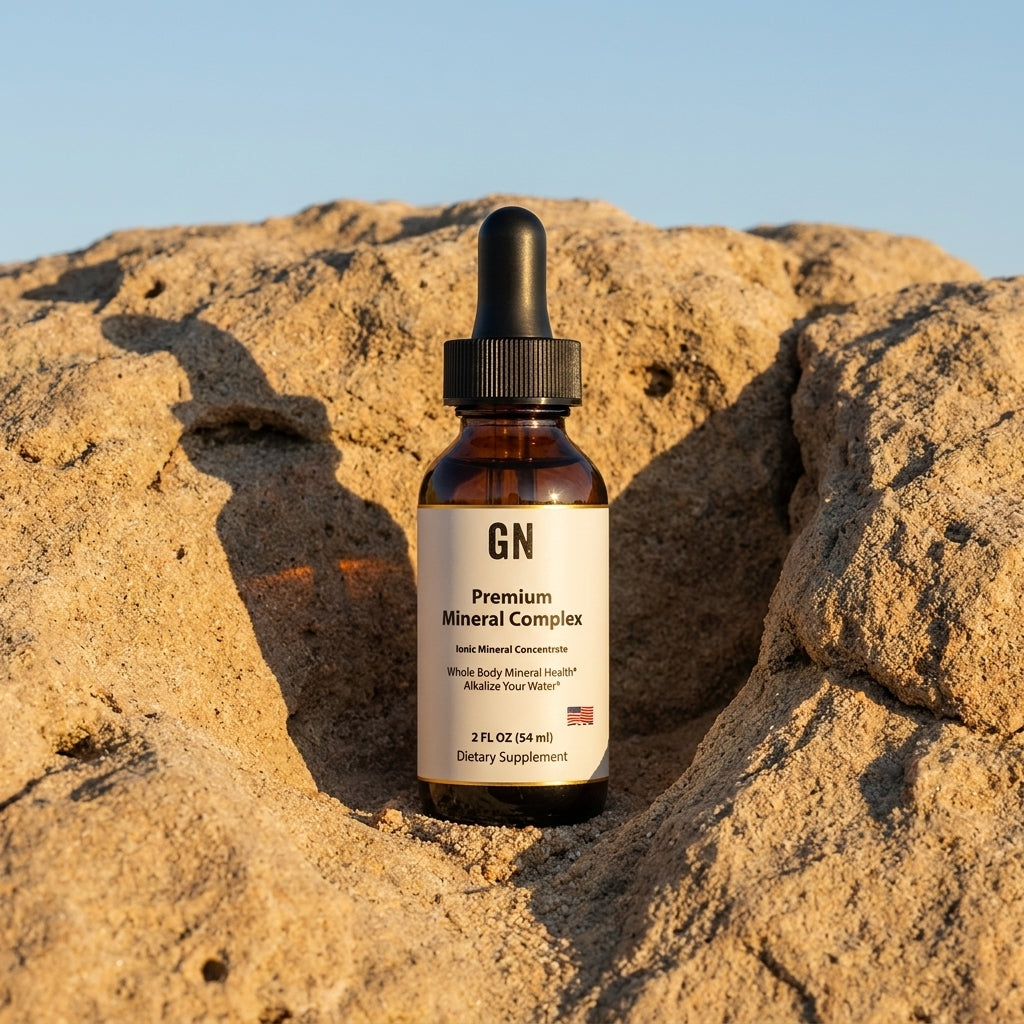 Liquid Mineral Complex 72+ Trace Minerals 2oz | GetGN | Use the selected product image as the exact product identity and material reference, not as a composition to copy.