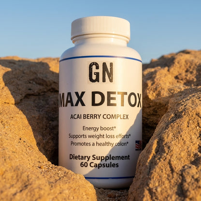 MAX DETOX ACAI BERRY COMPLEX– 99.5% | GetGN | Use the selected product image as the exact product identity and material reference, not as a composition to copy.