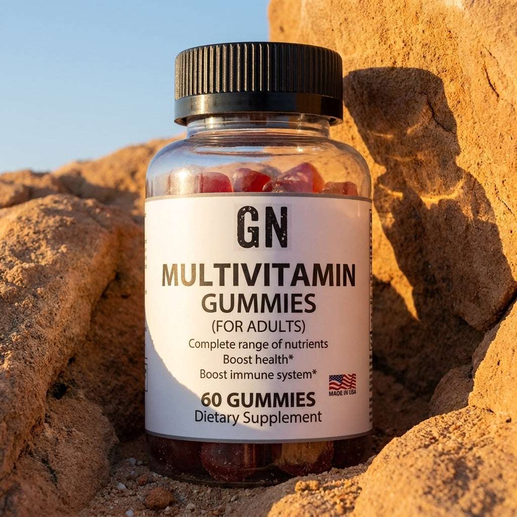 MULTIVITAMIN GUMMIES (FOR ADULTS)– 99.5% Purity | COA | GetGN | Use the selected product image as the exact product identity and material reference, not as a composition to copy.