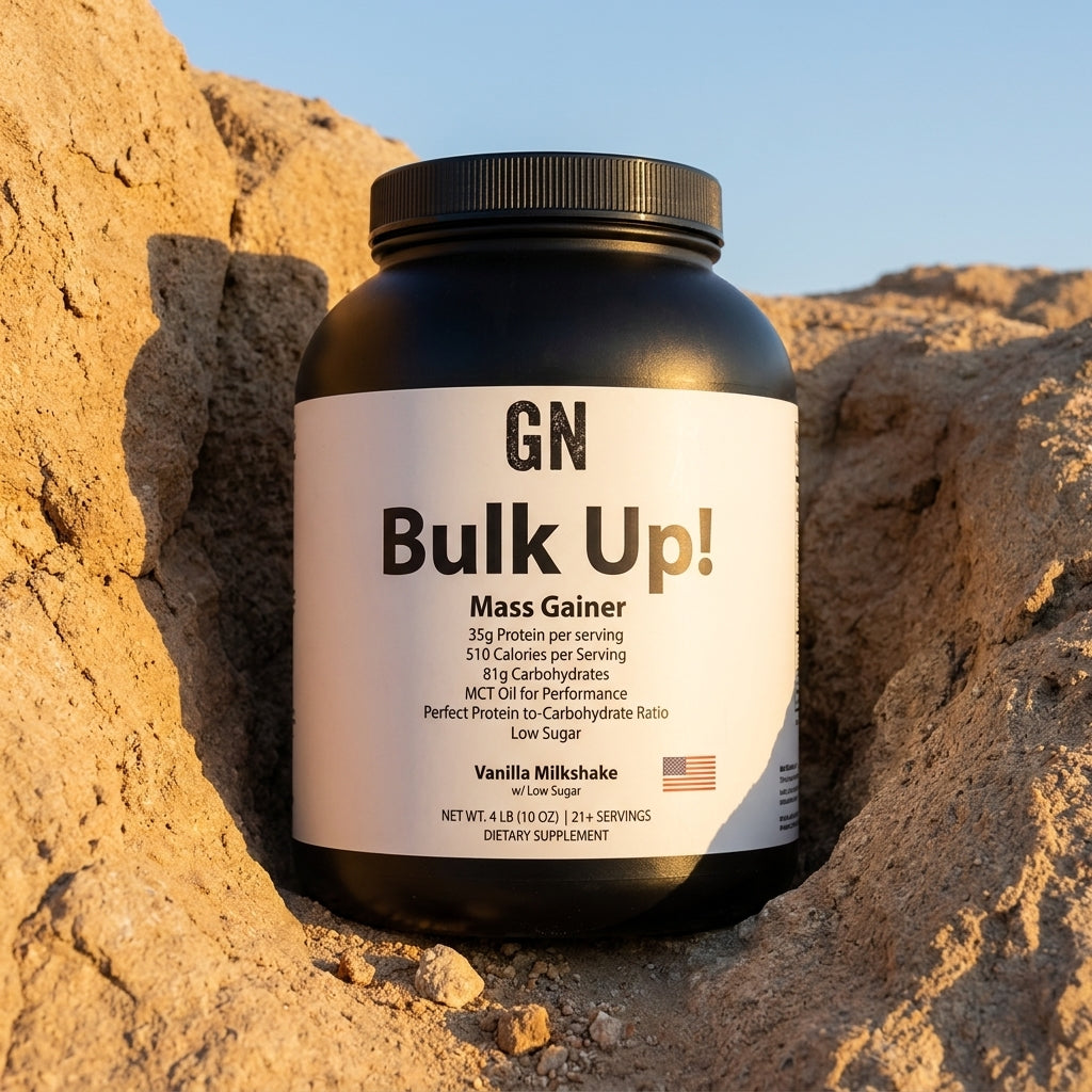 Mass Gainer 6lb Vanilla Milkshake – 99.5% Purity | GetGN | Use the selected product image as the exact product identity and material reference, not as a composition to copy.