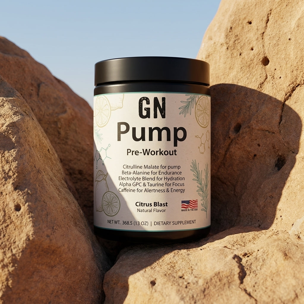 Pump Pre-Workout Citrus Blast 312g – 99.5% Purity | GetGN | Use the selected product image as the exact product identity and material reference, not as a composition to copy.
