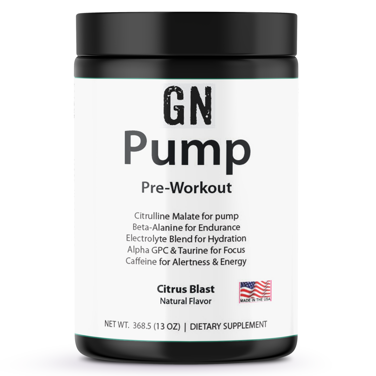 GN Pump pre-workout supplement container on a white background