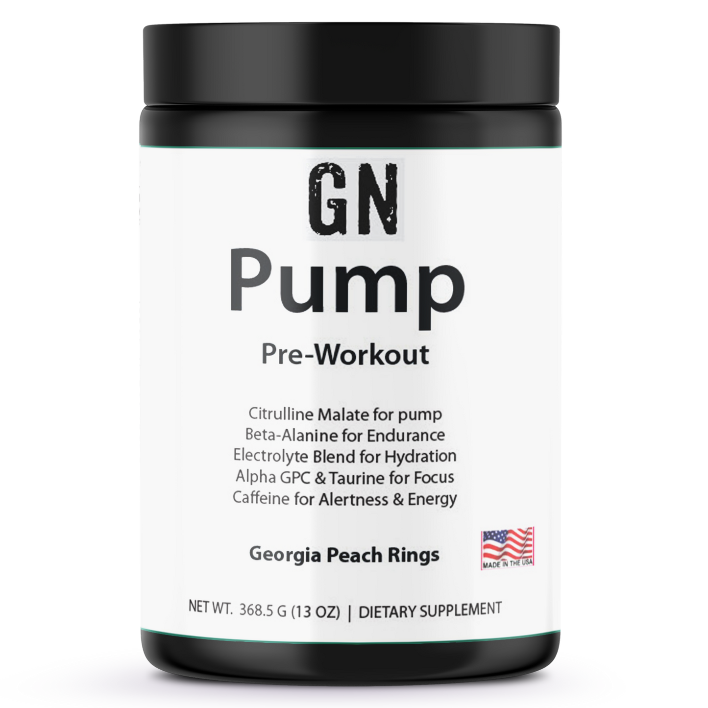 GN Pump pre-workout supplement container on a white background