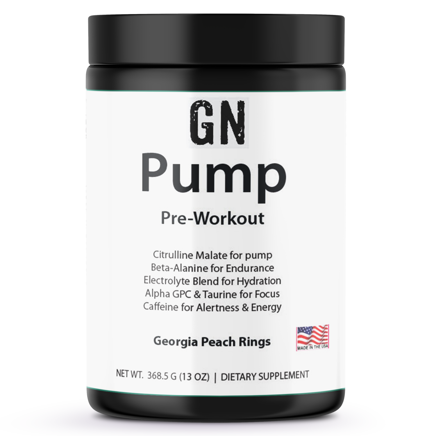 GN Pump pre-workout supplement container on a white background