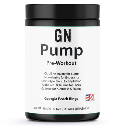 GN Pump pre-workout supplement container on a white background