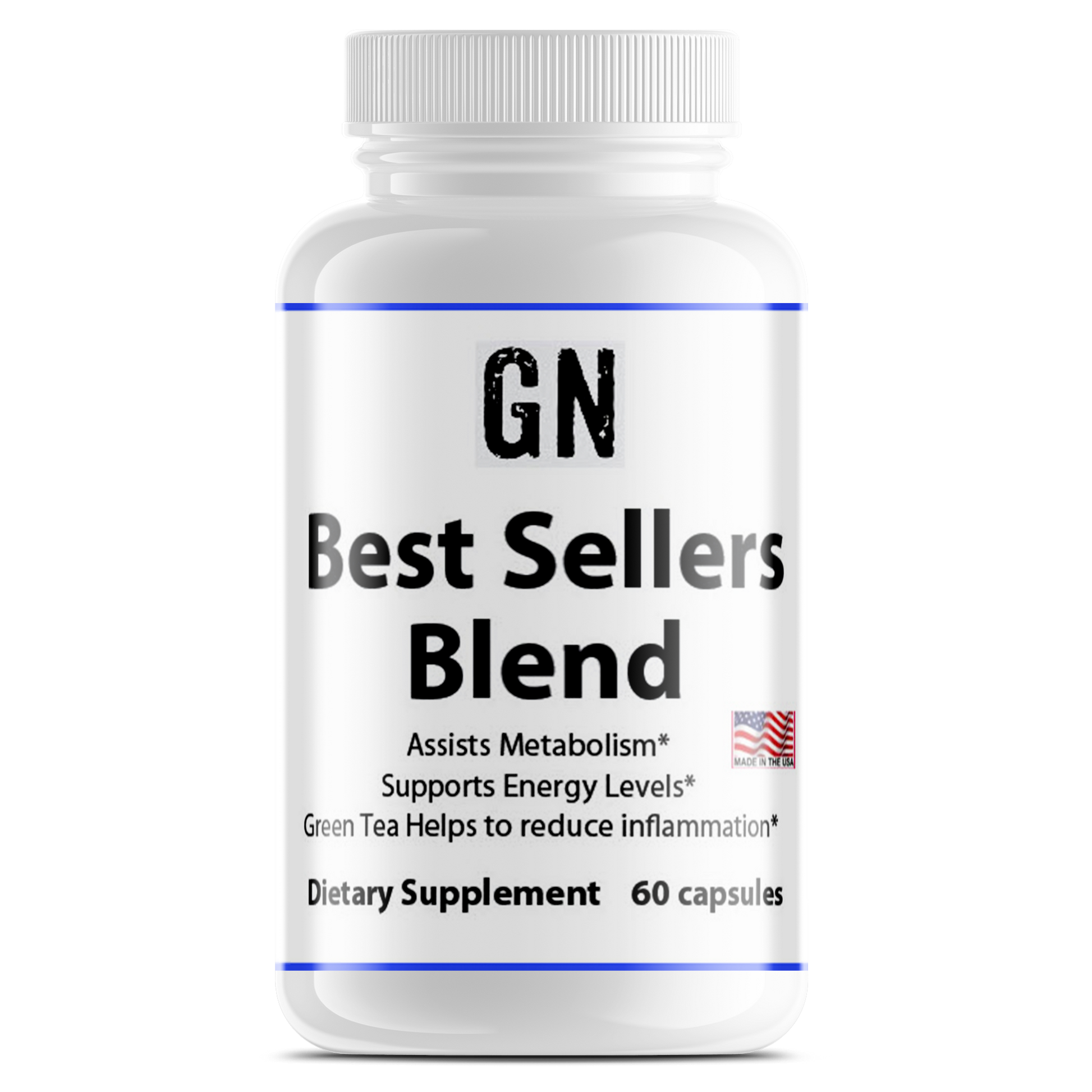 Supplement bottle labeled 'GN Best Sellers Blend' on a white background