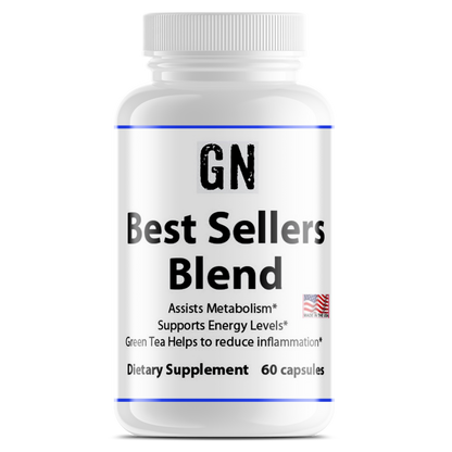 Supplement bottle labeled 'GN Best Sellers Blend' on a white background