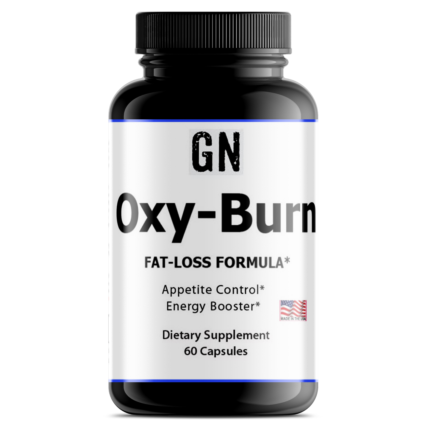 Supplement bottle labeled 'Oxy-Burn' on a white background
