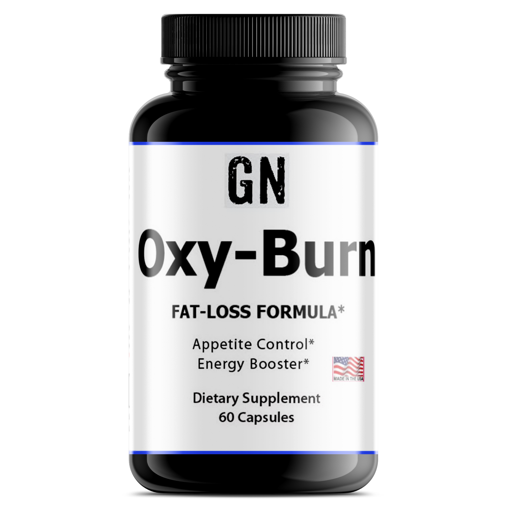 Supplement bottle labeled 'Oxy-Burn' on a white background