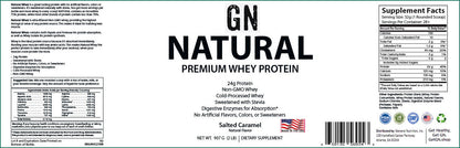 Natrual Premium Whey Protein Salted Caramel Dietary Supplement Label