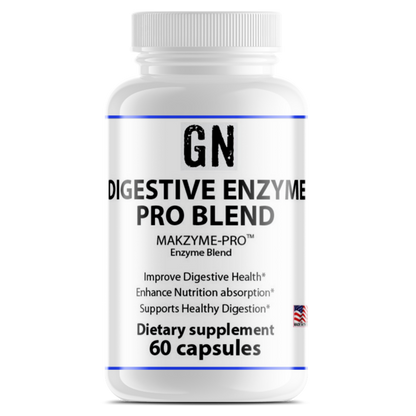 Supplement bottle labeled 'GN Digestive Enzyme Pro Blend' on a white background