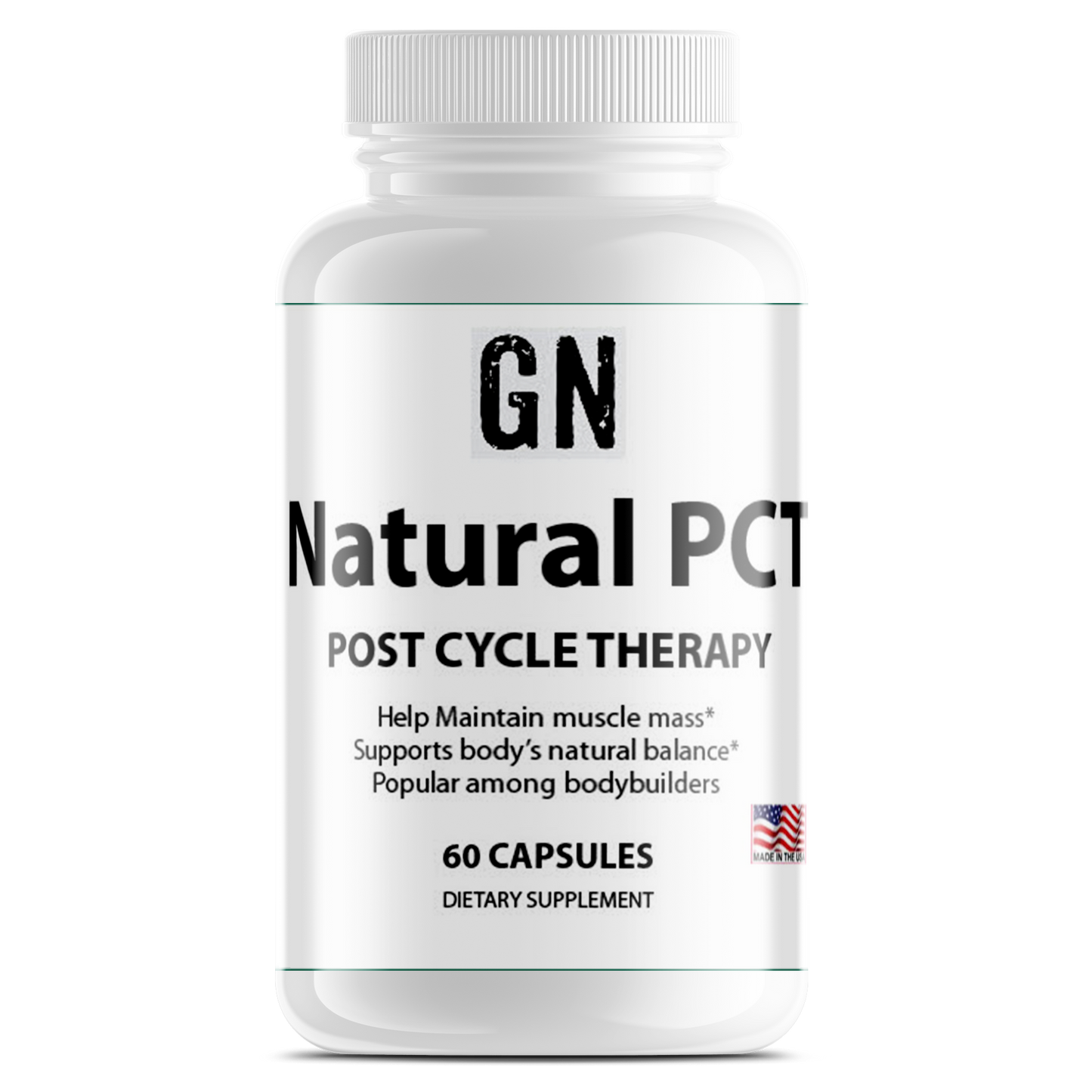 Supplement bottle labeled 'GN Natural PCT' on a white background