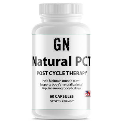 Supplement bottle labeled 'GN Natural PCT' on a white background