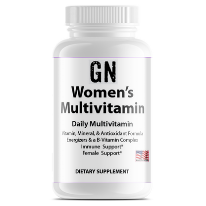 Bottle of GN Women's Multivitamin on a white background