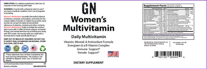 Supplement label for Women's Multivitamin dietary suppment