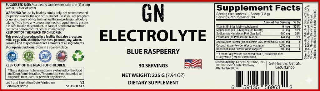 ELECTROLYTE - Blue Raspberry– 99.5% Purity | COA-Verified | GetGN