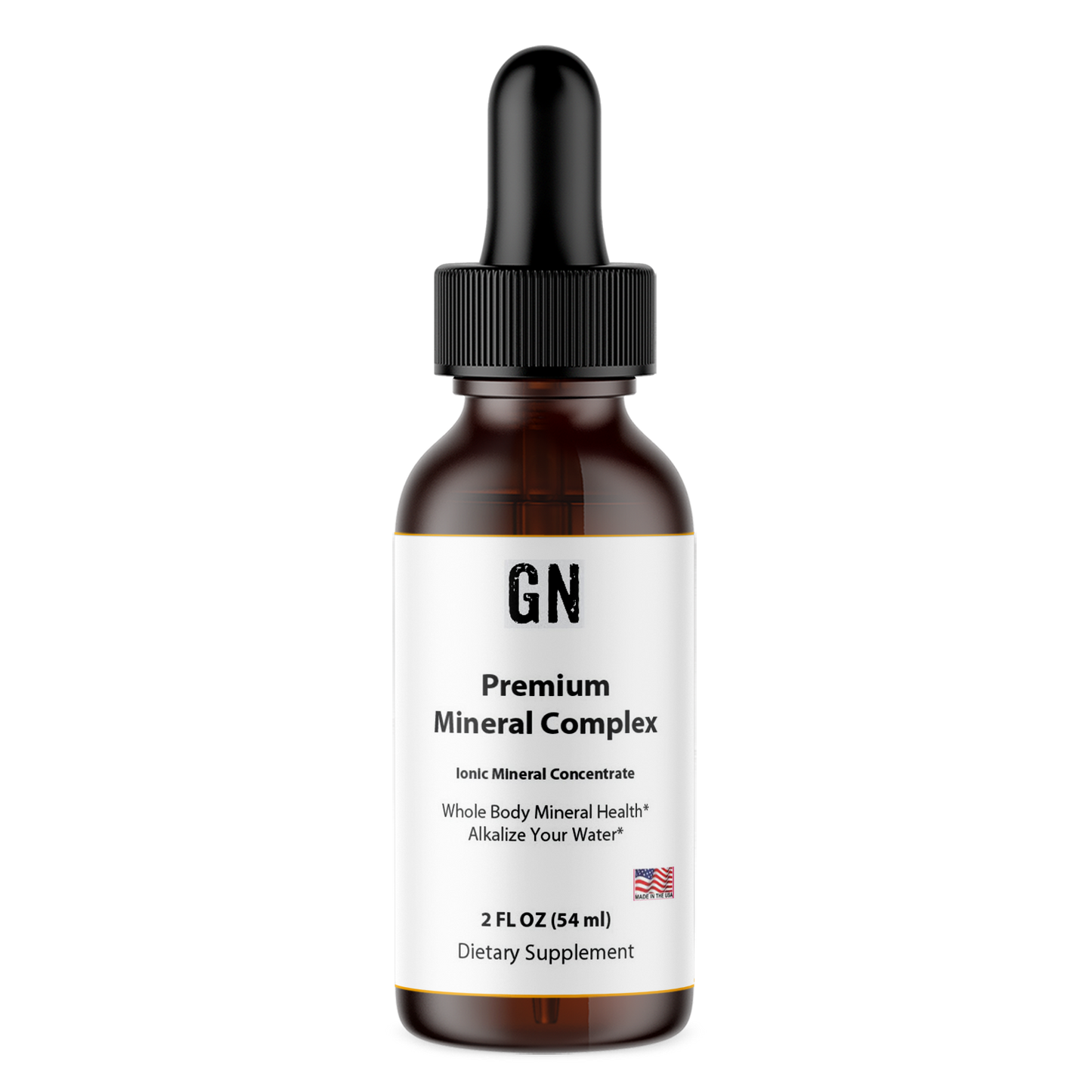 Bottle of GN Premium Mineral Complex on a white background