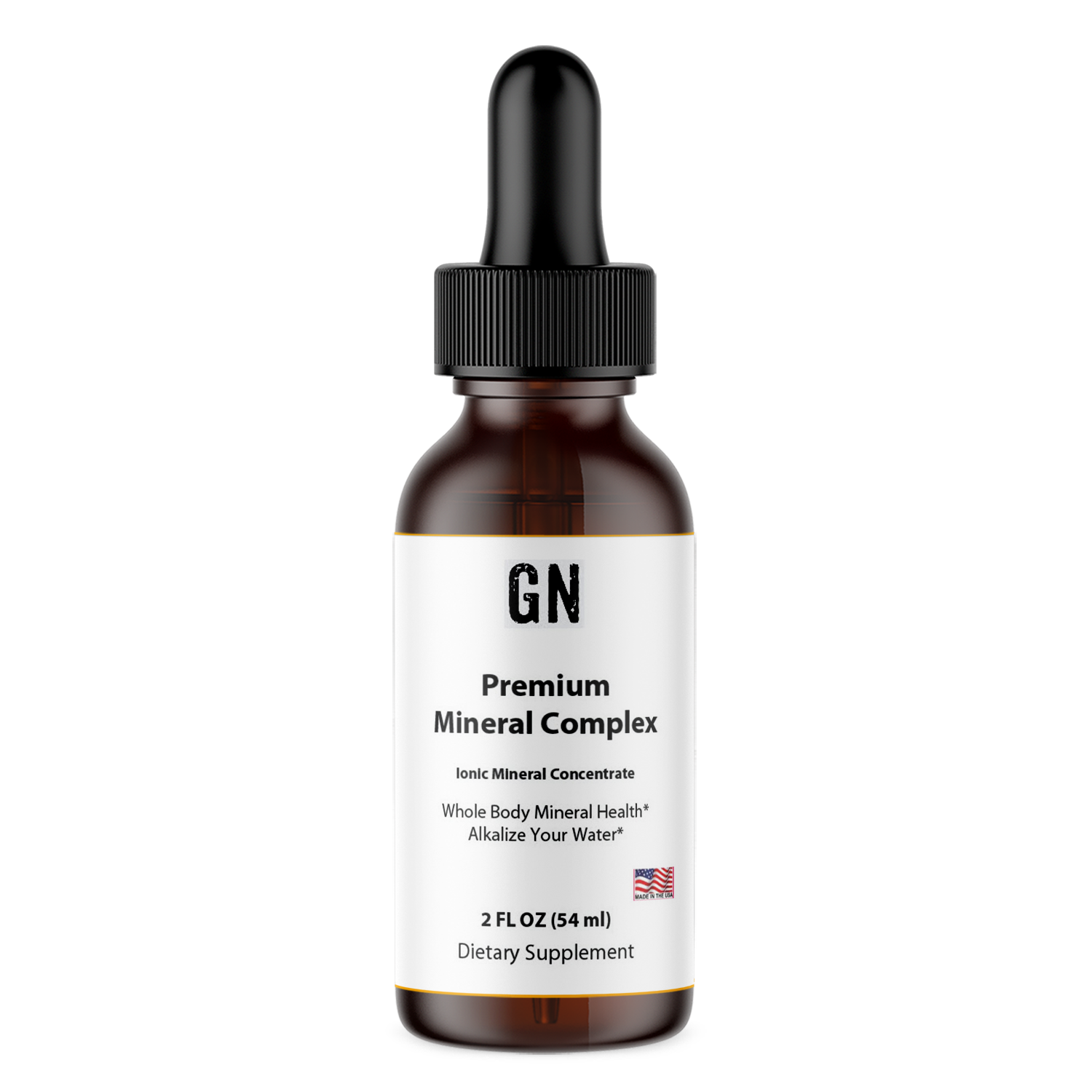 Bottle of GN Premium Mineral Complex on a white background