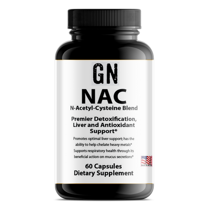 Supplement bottle labeled 'GN NAC' on a white background