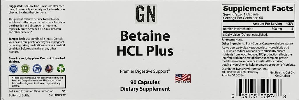 Betaine HCL Plus – 99.5% Purity | COA-Verified | GetGN