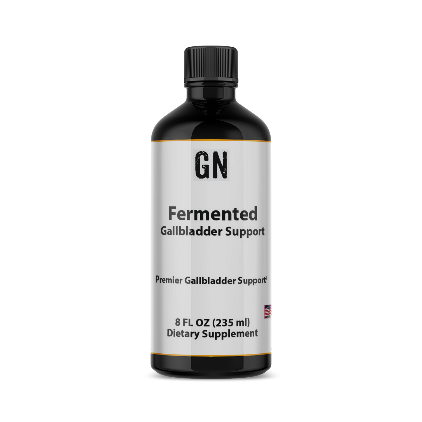 Supplement bottle labeled 'GN Fermented Gallbladder Support' on a white background