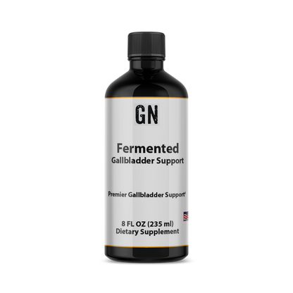 Supplement bottle labeled 'GN Fermented Gallbladder Support' on a white background