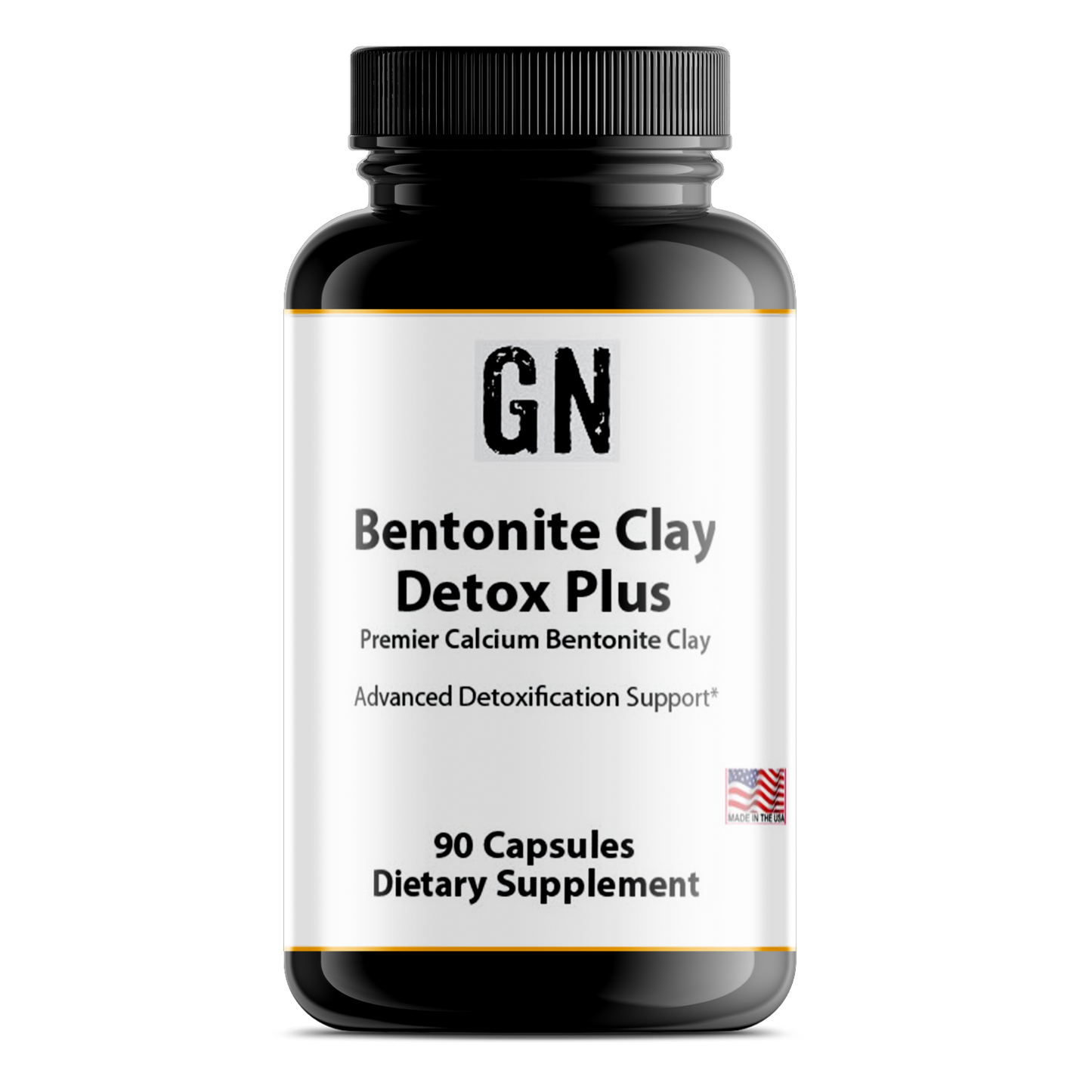 Bottle of GN Bentonite Clay Detox Plus dietary supplement on a white background