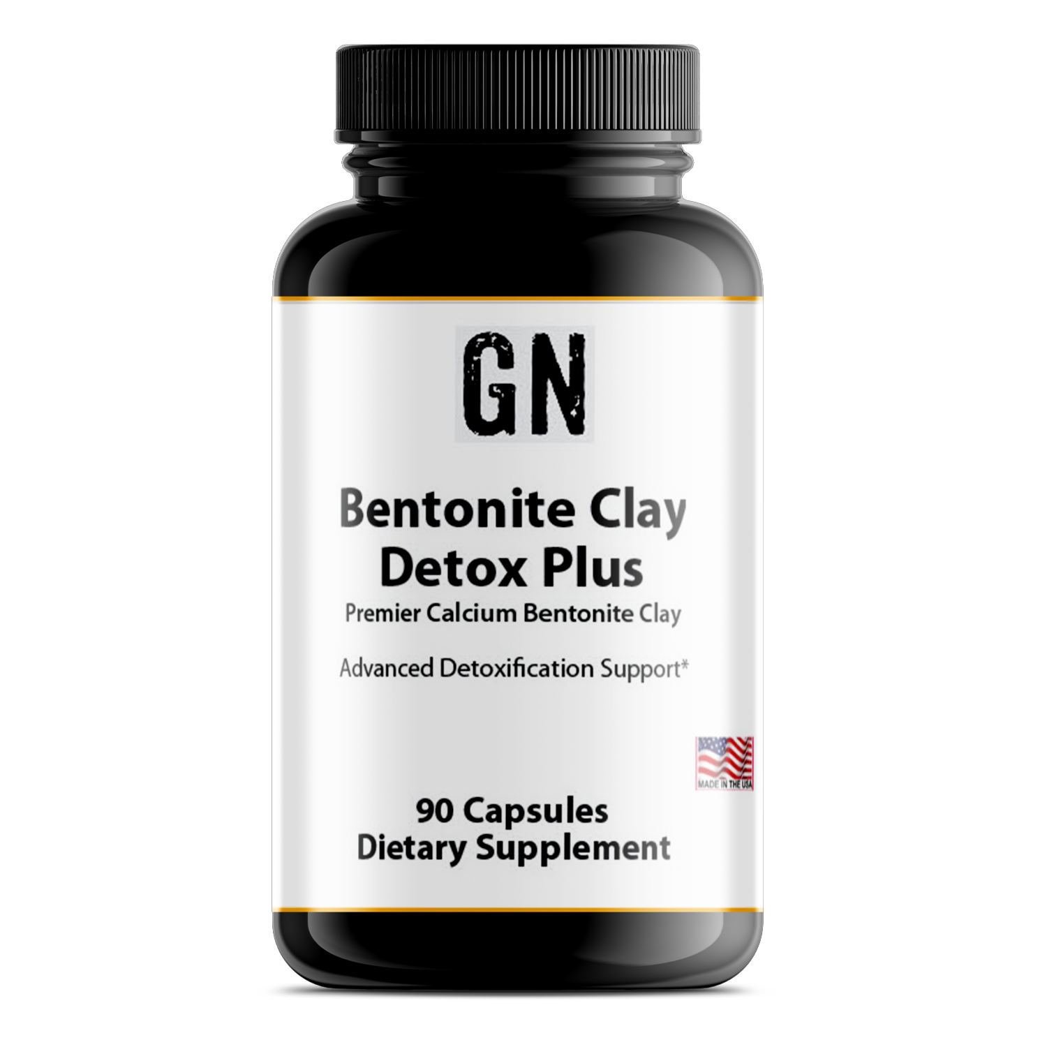 Bottle of GN Bentonite Clay Detox Plus dietary supplement on a white background