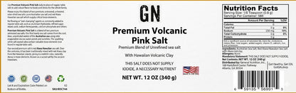 Nutrition facts label for GN Premium Volcanic Pink Salt