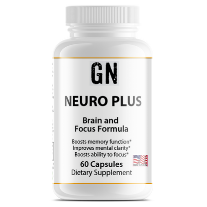 Supplement bottle labeled 'GN Neuro Plus' on a white background