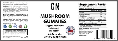 Mushroom Gummies Supplement Label Dietary Supplement