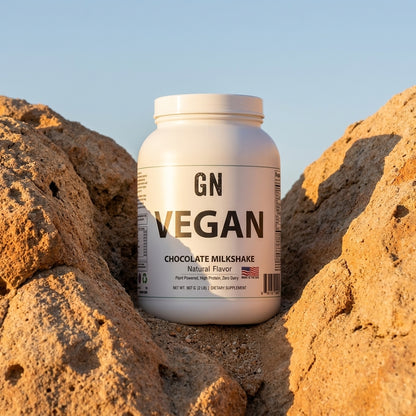 Vegan Protein 2lb Chocolate Milkshake 28-Servings – 99.5% Purity | GetGN | Use the selected product image as the exact product identity and material reference, not as a composition to copy.