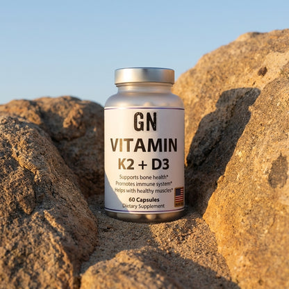 Vitamin K2 + D3 Complex – 99.5% Purity | COA | GetGN | Use the selected product image as the exact product identity and material reference, not as a composition to copy.